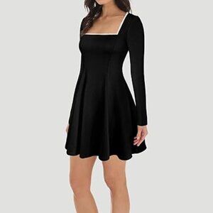 Woman's square neck Bodice dress Long sleeve.